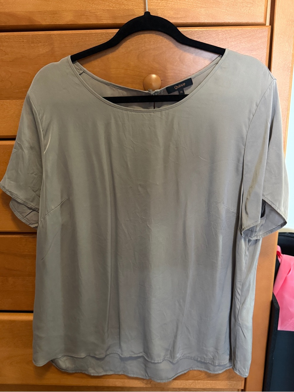 Quince Short Sleeve Crewneck Blouse in Champagne